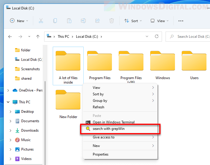 Search for files containing text in Windows 11
