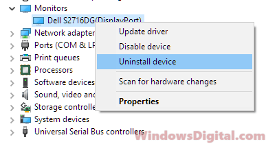 Uninstall monitor driver if monitor not detected
