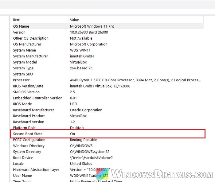 Secure Boot State On System Information Windows 11