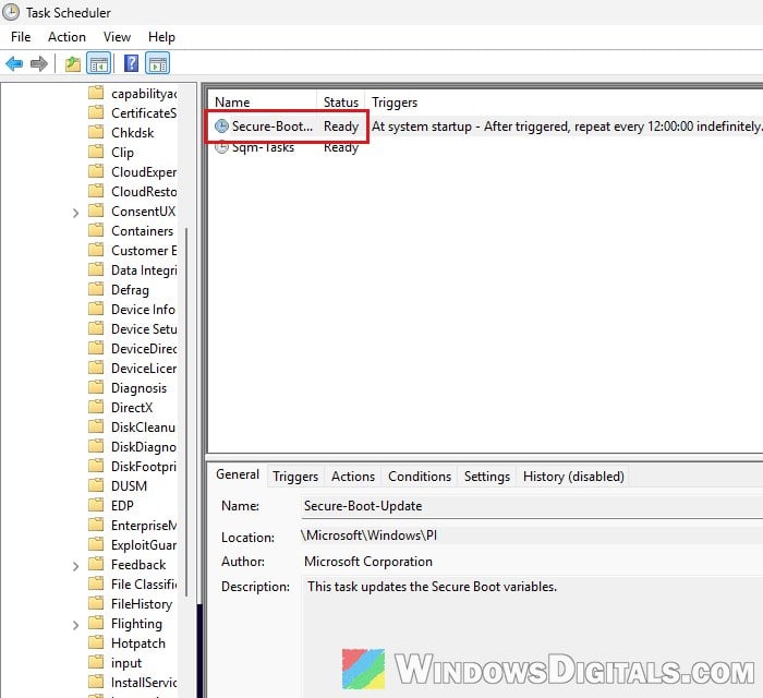 Secure-Boot-Update task in Task Scheduler Windows 11