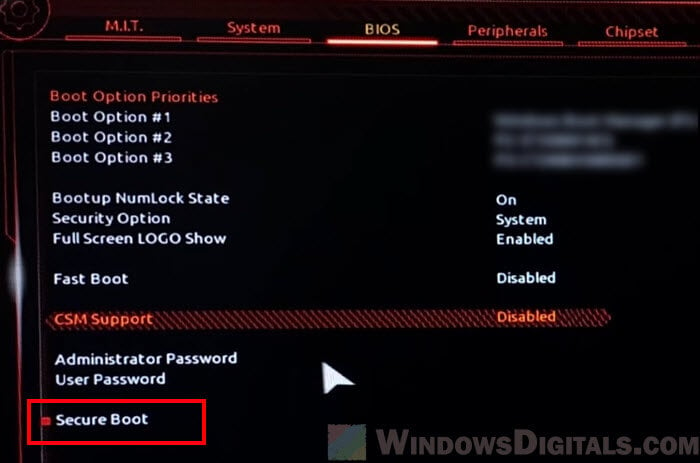 Secure Boot option not available on Gigabyte motherboard