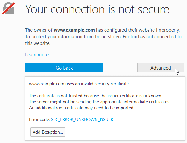 Firefox Website's Security Certificate Error