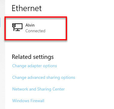 Select ethernet network in Windows 10 for file sharing