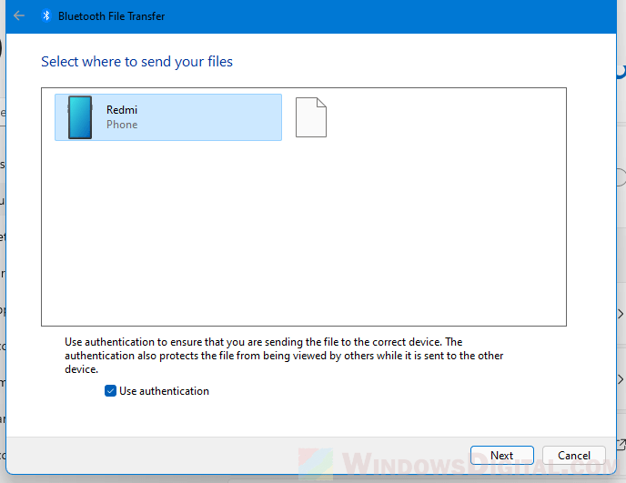 Select where to send your files Windows 11