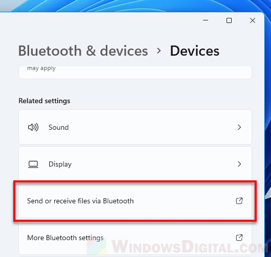 Send or receive files via Bluetooth Windows 11