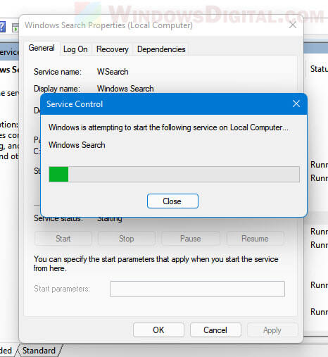 Service Control attempting to start Windows Search