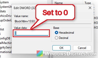 Set BlockNtlmv1SSO to 0 Registry Editor Windows 11