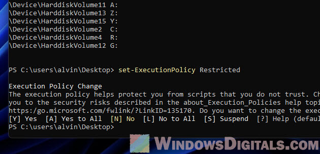 Set Execution Policy back to Default Restricted