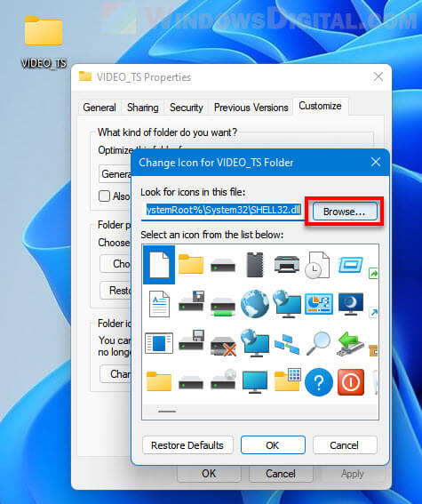 Set custom icon Windows 11