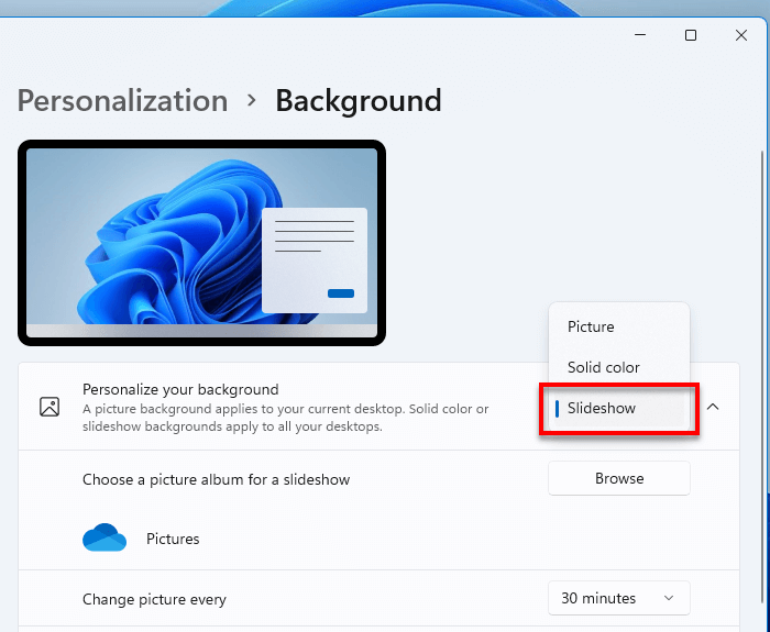 Set up Wallpaper Slideshow in Windows 11