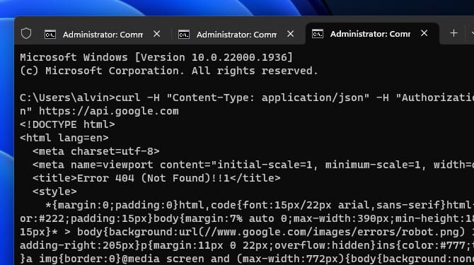 Setting HTTP Headers with cURL command in Windows 11