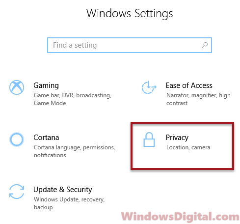 Settings privacy