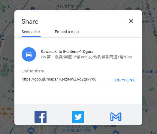 Share Google Maps route