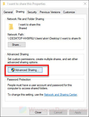 Share folder Windows 10 in local network