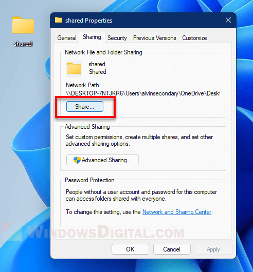 Share folder Windows 11
