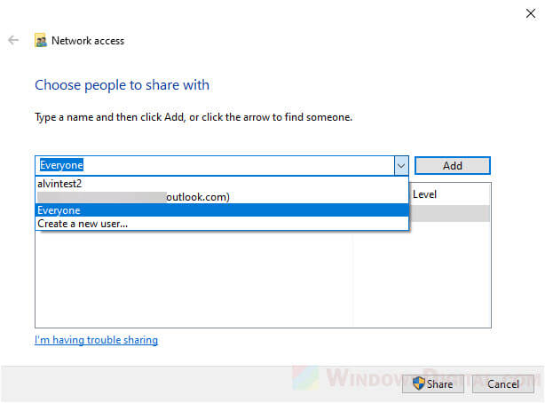 win 10 file sharing microsoft passport