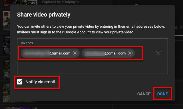 Share private videos on YouTube