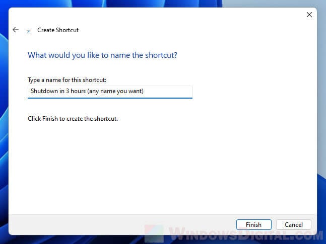 Shortcut to auto shutdown Windows 11