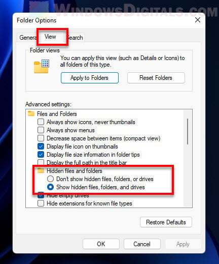 Show hidden files and folders Windows 11