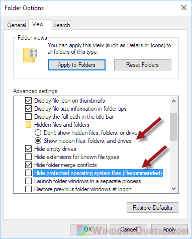 Show unhide Windows Installer Folder missing location