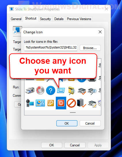 Shut down icon Windows 11