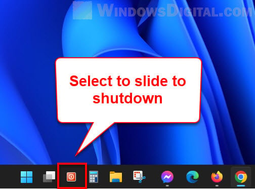 Shut down on Taskbar Windows 11