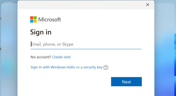 Sign in Microsoft Account Windows 11
