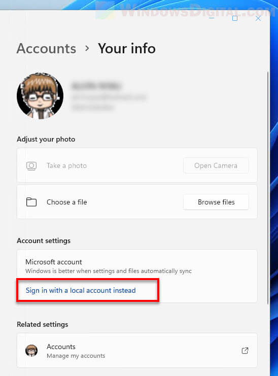 Sign in with a local account instead Windows 11