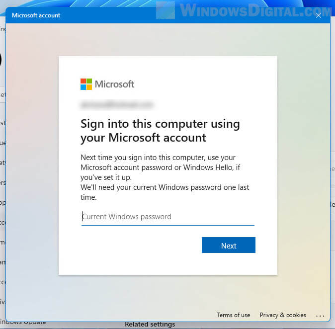 Sign into this computer using your Microsoft account