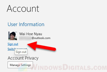 Sign out of your Microsoft account from any 365 app
