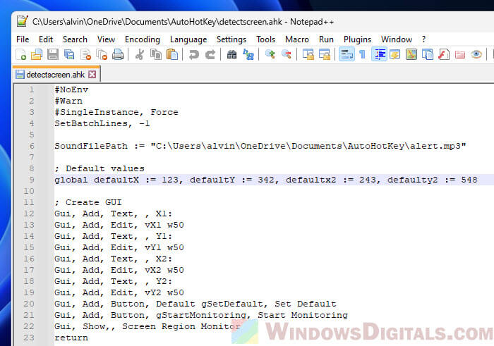 Simple AHK script to monitor and detect screen changes