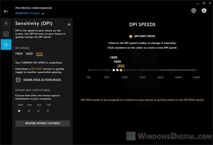 Slow down mouse speed Logitech Windows 10