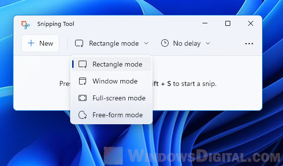 Snipping Tool Rectangle mode Windows 11