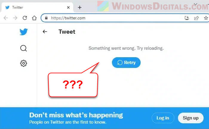 Something went wrong Try reloading Twitter Chrome