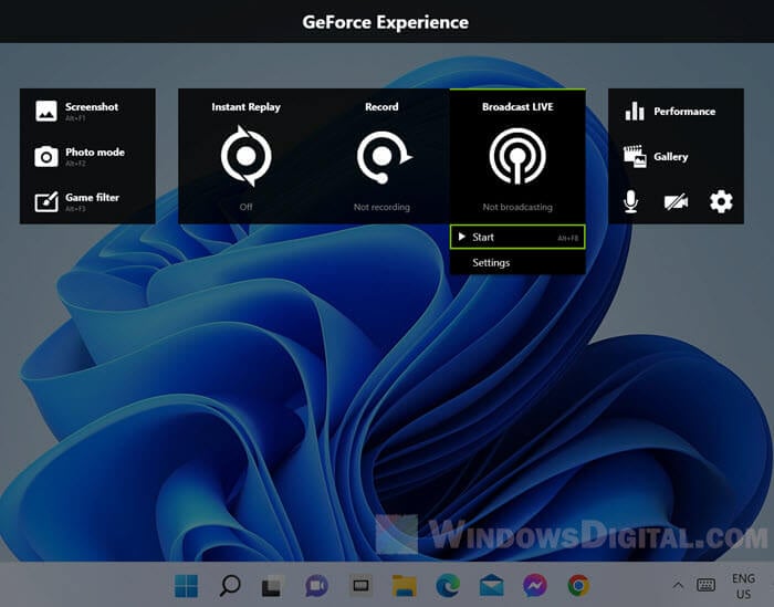 Start Broadcast LIVE Windows 11