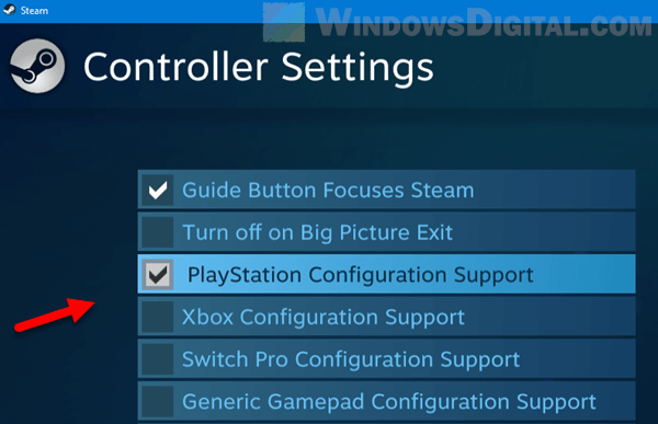 Dukungan untuk mengonfigurasi pengontrol PlayStation Steam