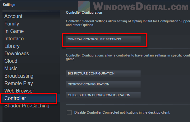 Steam General Controller Settings