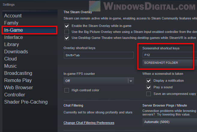 Steam change screenshot shortcut key