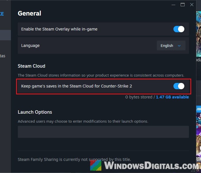 Steam game Properties General Keep game saves in Steam Cloud