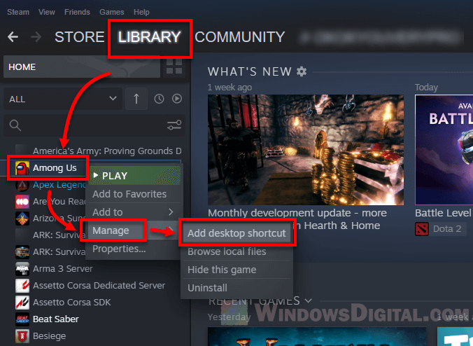 Steam game desktop icon not showing or missing