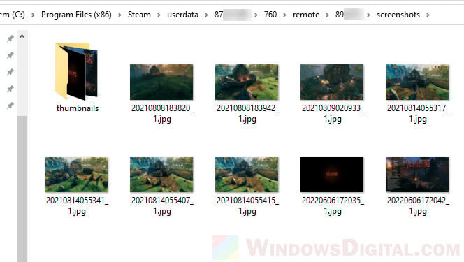 Steam screenshot folder location Windows 11