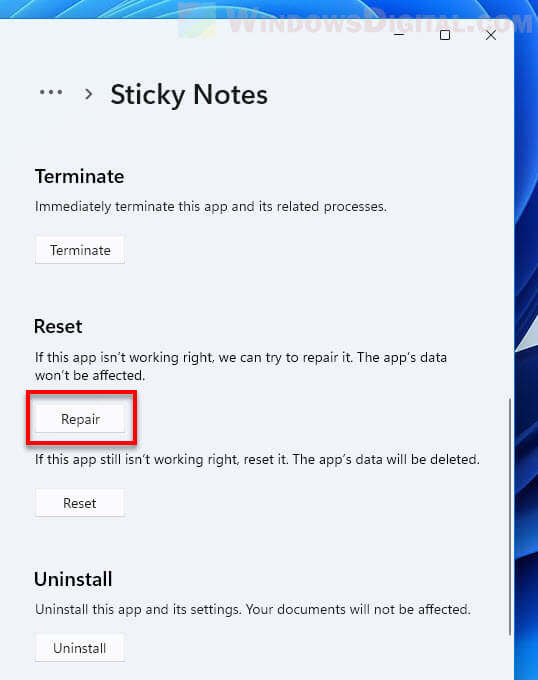 Sticky Notes not working Windows 11