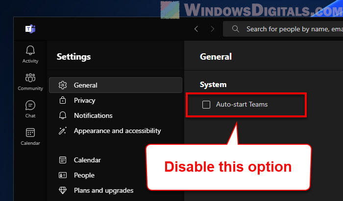 Stop Microsoft Teams from starting automatically