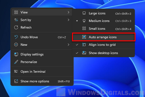 Stop Windows 11 from auto arrange icons