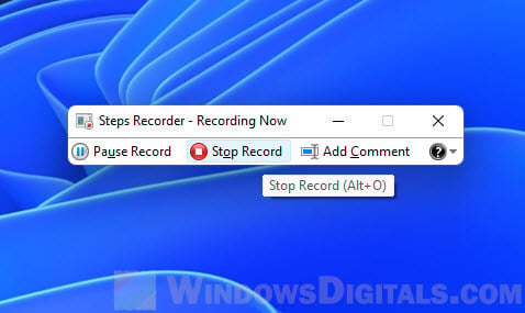 Stop recording Steps recorder