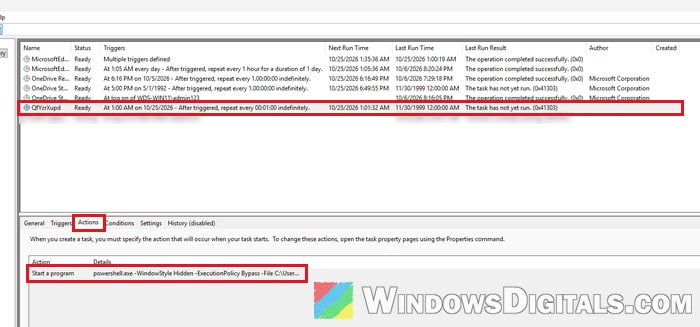 Suspicious task in Task Scheduler Library Windows 11