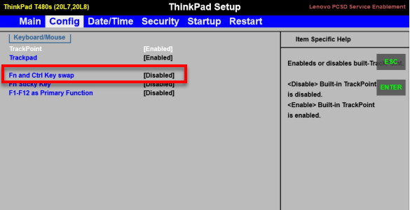 Swap Fn and Ctrl Key BIOS