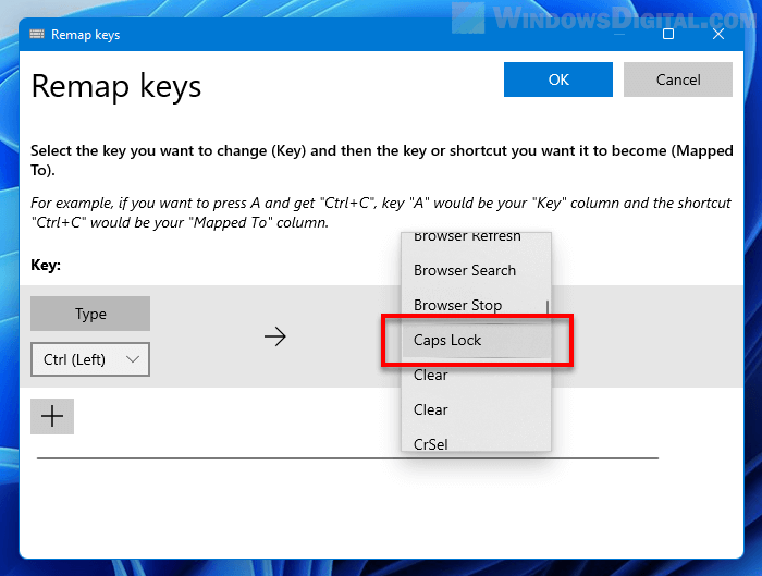 Switch Ctrl to Caps Lock in Windows 11
