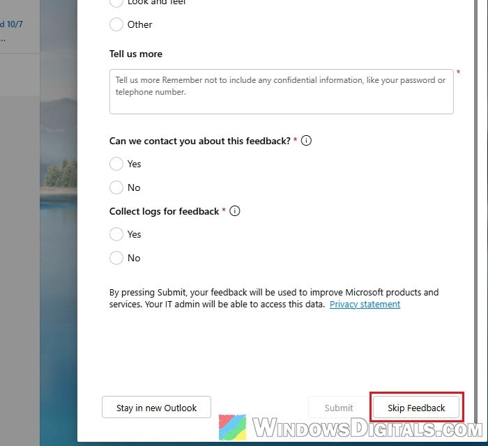 Switch back to classic Outlook from new Outlook