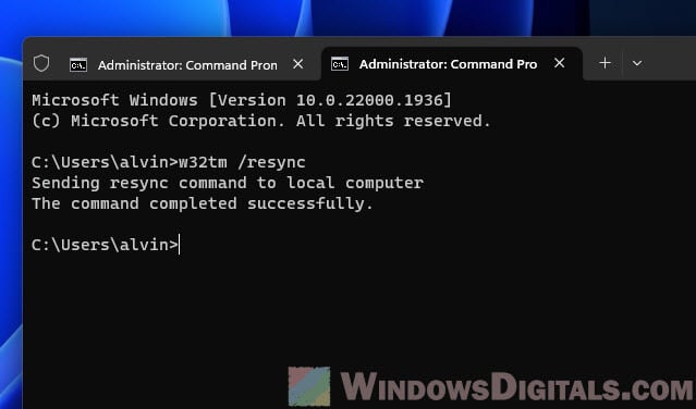 Sync Time Command Prompt Windows 11